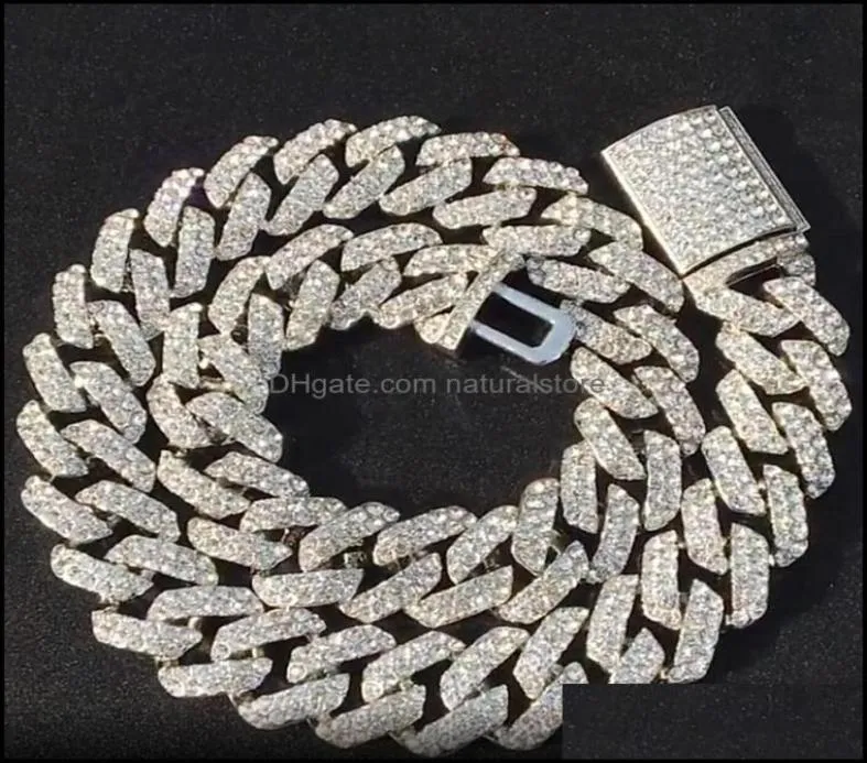 Catene Collane Pendenti Gioielli ghiacciati Miami Cuban Link Catena Gold Sier Men Collana hip Hop 16 pollici 18 pollici 20 pollici 22 pollici 24inc9783487