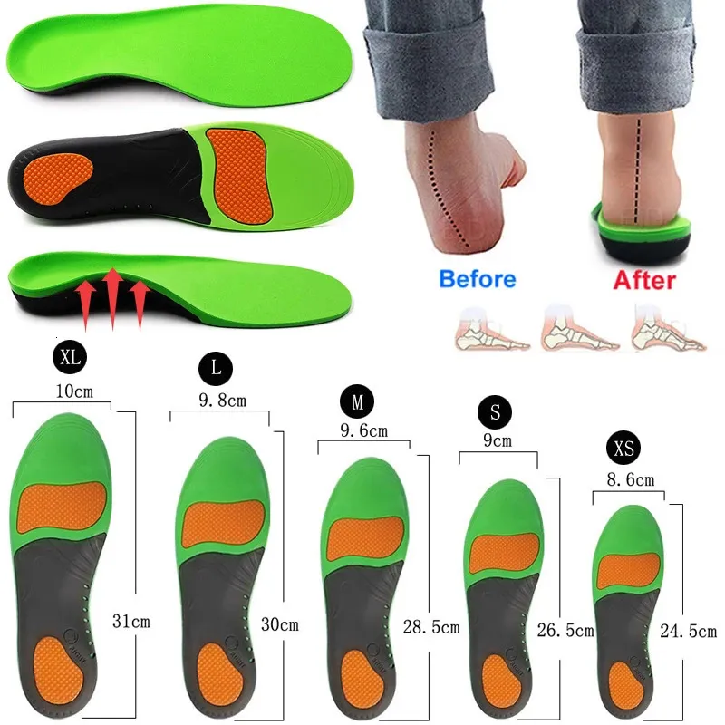 Pu Ortic Insemers For Feet Orthopedic Sports Modèles à semelle intérieure Arc de pied plat Running Support Shoes Accessoires Insérer les hommes 231221