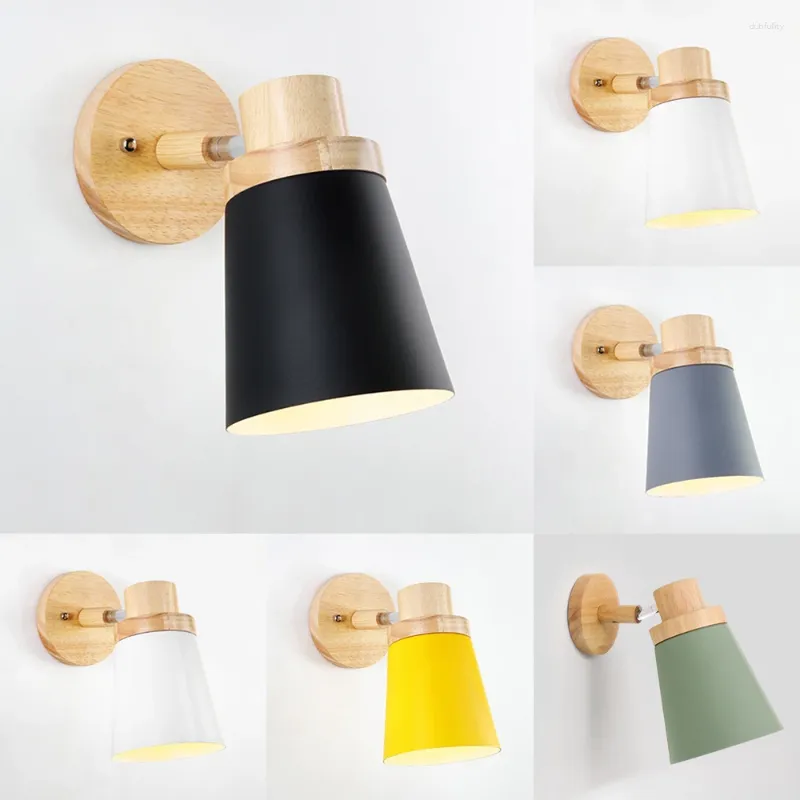 Vägglampor nordiskt solidt trä sängljus modern minimalistisk macaron led lampa kök sovrum vardagsrum inomhus belysning sconce