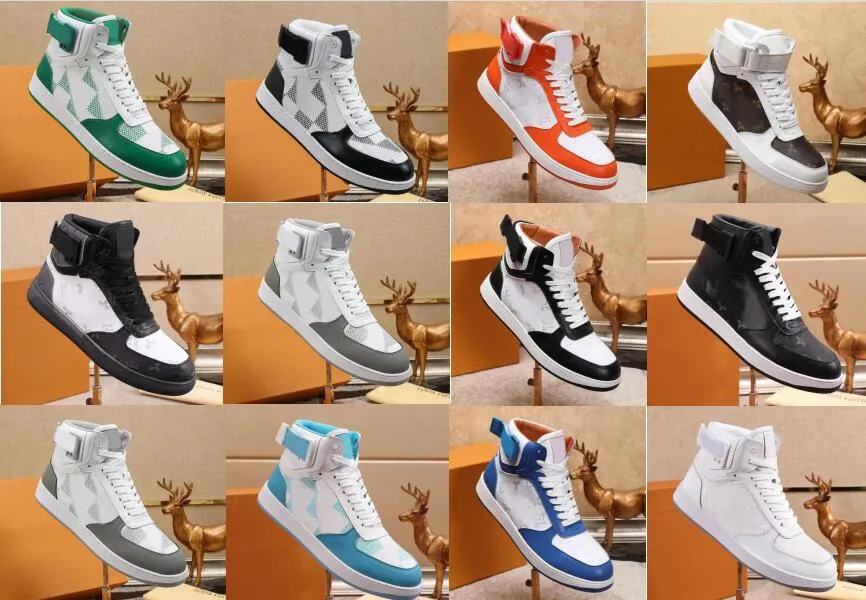 Designer Rivoli shoes L Casual sneakers Mens Womens High Top Shoes Luxury calfskin boots Splicing multicolor rainbow trainers