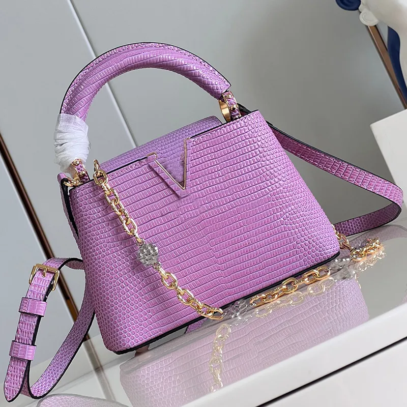 Designer Bag Flap Tote Bag Portable Handbag Chain Shoulder Bag Medium Shopping BagTop Mirror Quality Luxury Sheepskin Lining Expensive Lizard Pattern Purse