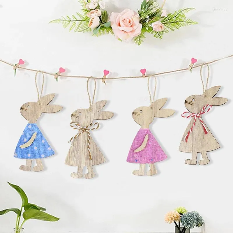 Party Decoration 4pcs/set Wooden Pendant Wood Crafts For Children DIY Handmade Graffiti Supplies Home Desktop Ornaments Wedding Decor