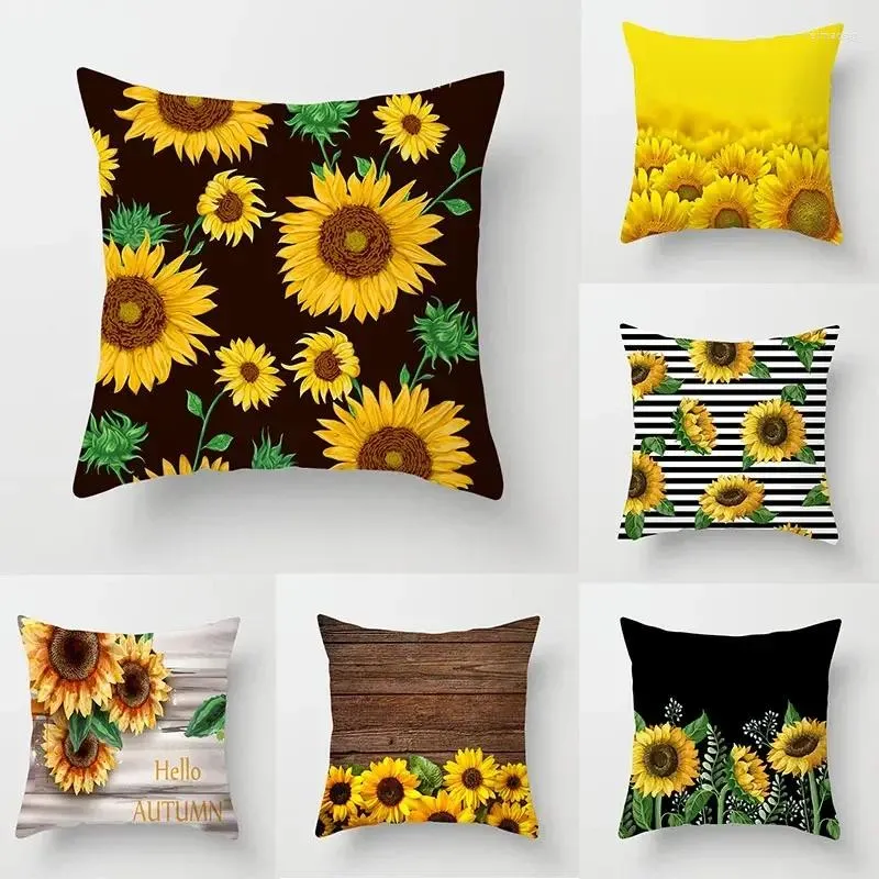 Pillow 45x45cm Luxury Sofa S Pillows And Mattress Decoration Pillowcase Sunflower Cover Decorative Case