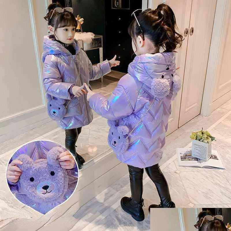 Down Coat Childrens Winter Cotton Jacket For Girls Waterproof Thicken Snowsuit Kids Clothes Parka 3-14 Year 211111 Drop Delivery Bab Dhjuf