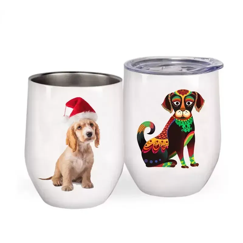 12 onblimazione Sublimation Blanks a doppia parete Bambuchi isolati a vuoto isolato in acciaio inossidabile tazza tazza tazza tazza di vino Tumbler con paglia per regalo di Natale