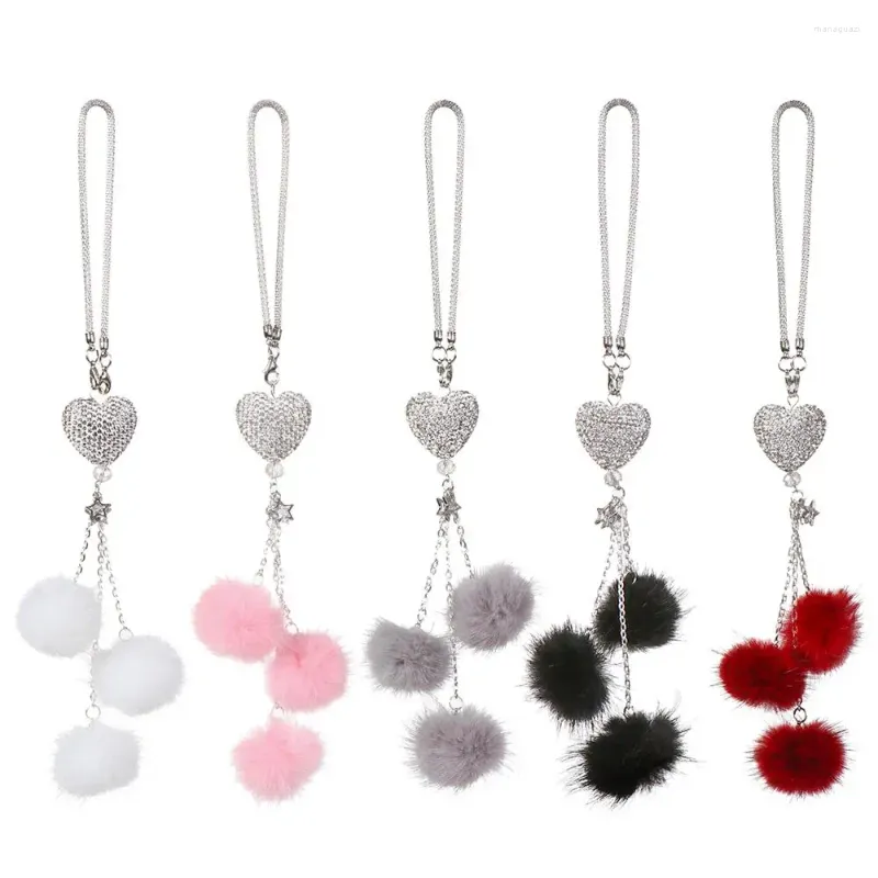 Dekorativa figurer Fashion Car Pendant Hairball Styling Hanging Ornaments Charms Bling Crystal Auto Interior Rearview Mirror 26cm