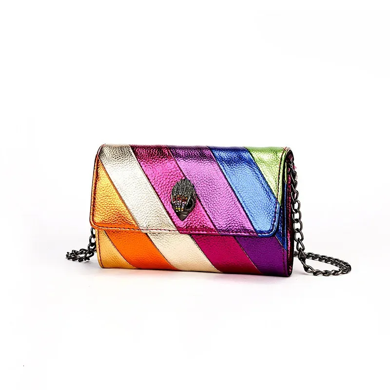 Modedesign Eagle Head Summer Mini Rainbow Women Handbag Colorful Designer Bag Patchwork Shoulder Bag Handbag K24 231221