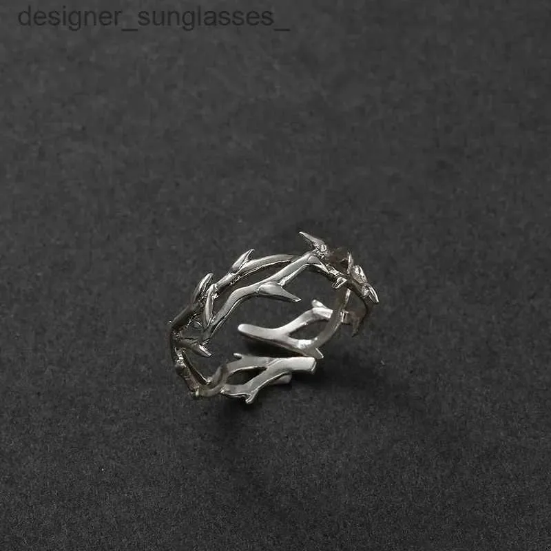 Band Rings 2023 Punk Irregular Thorns Couple Rings Retro Hip-hop Personality Adjustable Finger Ring for Men Women rs Jewelry GiftsL231222