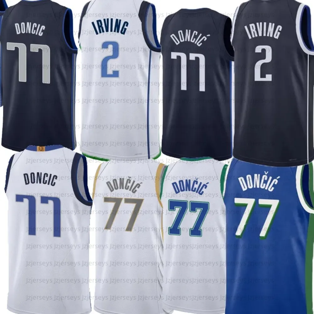 Custom Embroidered Kyrie Irving Luka Doncic basketball Jerseys Dirk Nowitzki Tim Hardaway Jr. Bullock Christian Wood Kleber Bertans Josh Green Dwight Powell