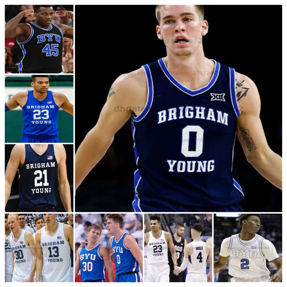 Customzied Dawson Baker BYU Cougars basketbalshirts Heren Dames Jeugd All Stitched Tanner Hayhurst Jared McGregor Richie Saunders Fousseyni Traore Tripple