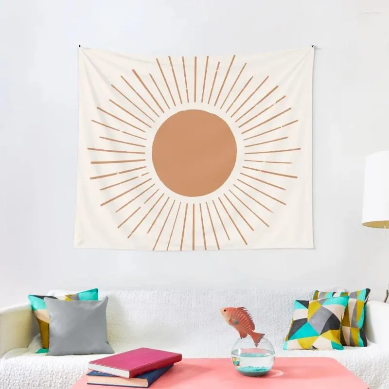 Tapestries Terracotta Boho Sun Rays Tapestry Aesthetic Wall Decoration Items