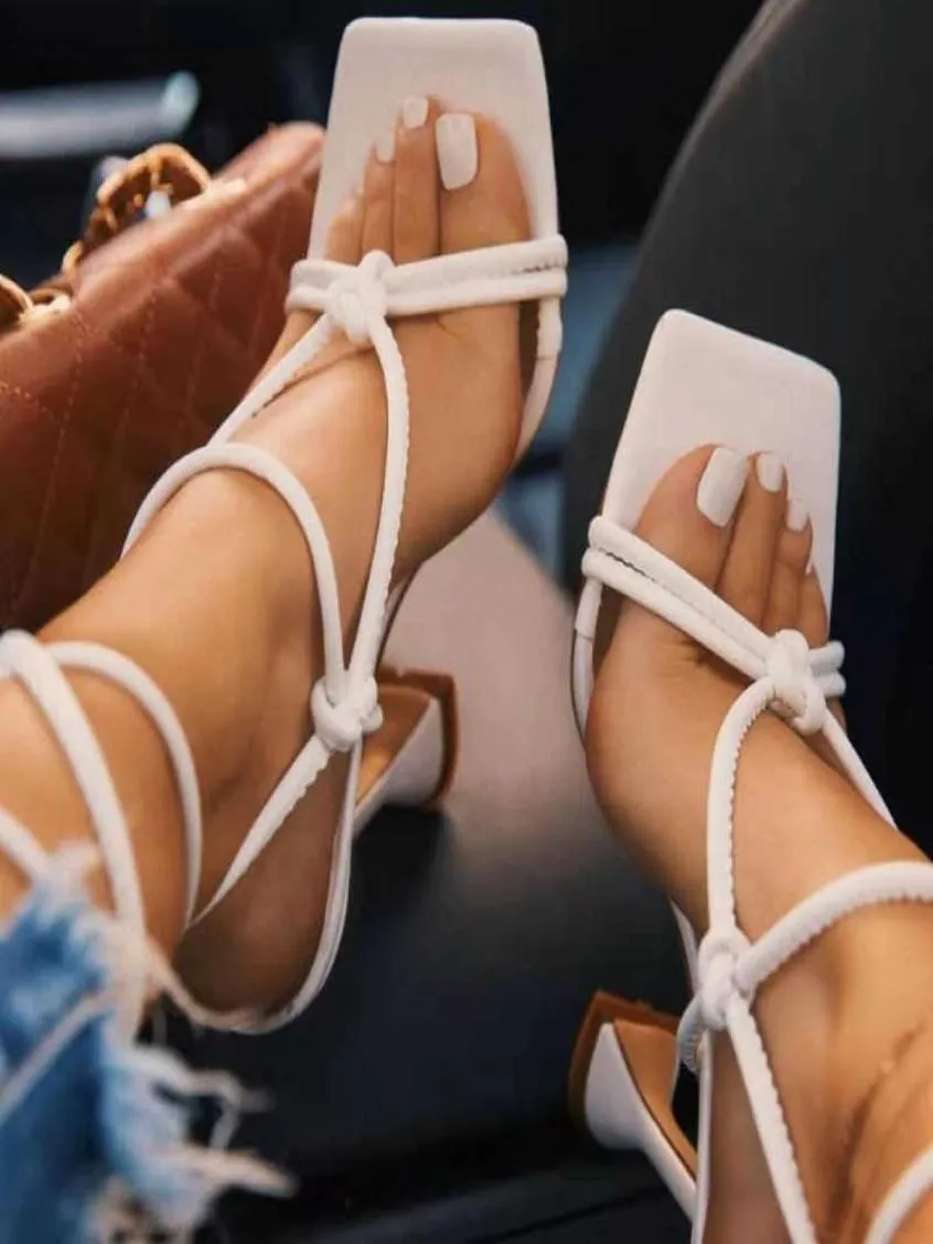 Women Sandals Narrow Band Sexy High Heels Ladies Shoes Bandage