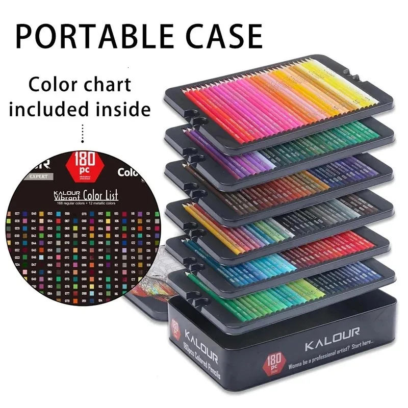 KALOUR 180 Colored Pencils Set for Drawing and Coloring, Metal Color Pencil  Art Supplies in 2023