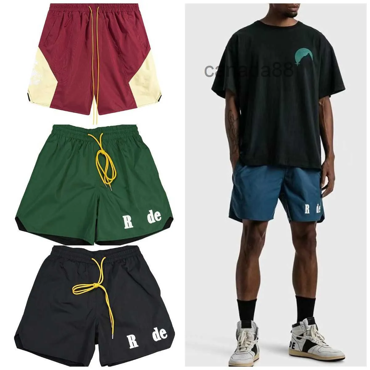 Summer Men's Shorts Designer Rhude Short Sports Casual Loose Large 5-point Basketball Pants Hip Hop High Street Fashion Beach MY0C