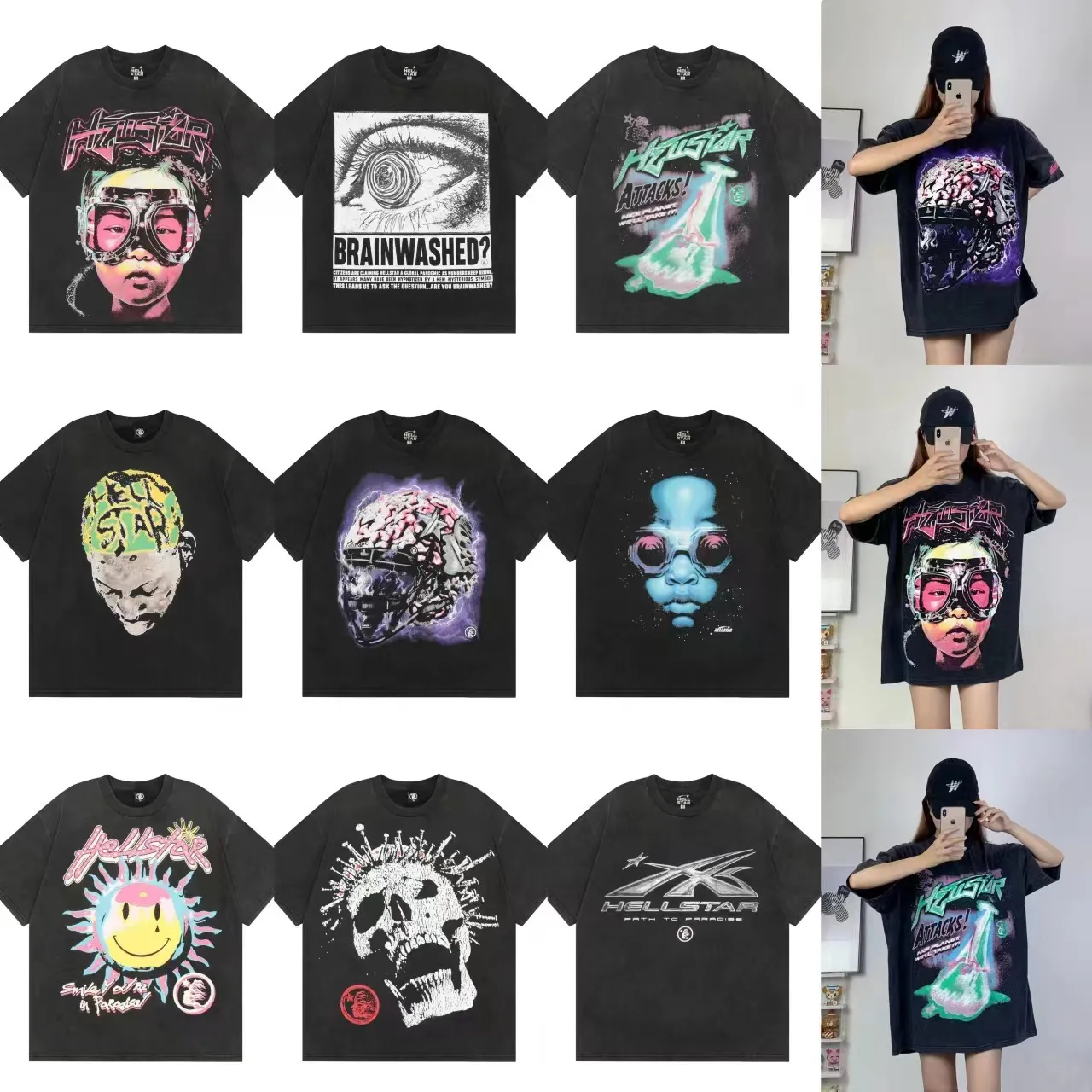 DHgate.com:Shirt Sleeve Hellstar 2024 Short Tee Hell Star