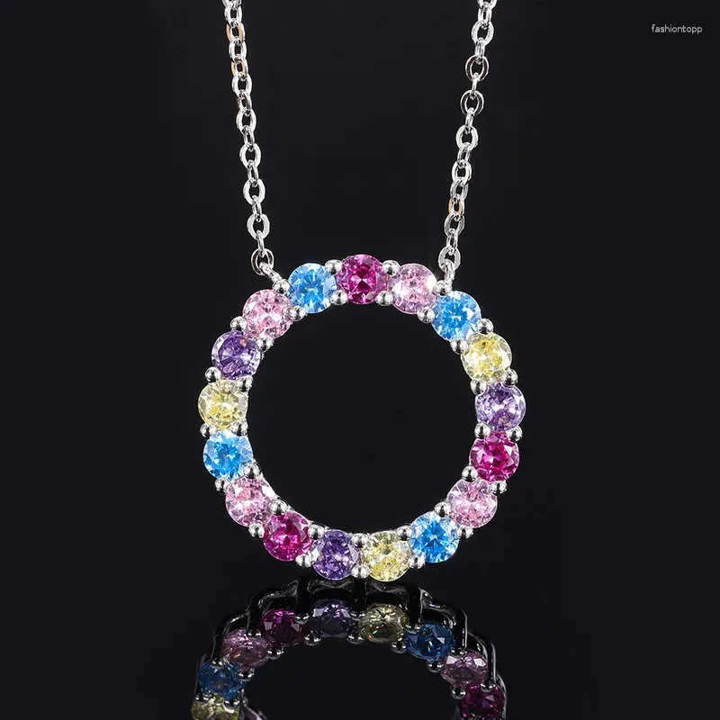 Colliers pendants bijoux vintage S925 Full Body Silver Simulation Treasure Colorful Flore Ring Simple Fashion Collier