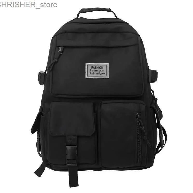 Outdoor Bags Hot Multi-pocket Men And Women Schoolbag Insert Buckle Laptop Backpack Large Capacity Casual Book Bags Simple Canvas School BagL231222