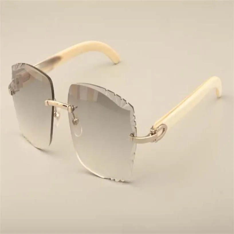 Nowe fabryczne bezpośrednie luksusowe okulary przeciwsłoneczne T3524014 Naturalne białe okulary przeciwsłoneczne Grawerowane soczewki Prywatne rzeźbione nazwa 280B