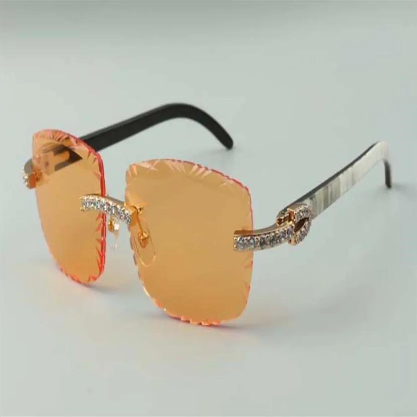 2021 designers óculos de sol 3524023 xl diamantes cortes lentes lentes naturais híbridos búfalo búfal templos de vidro tamanho 58-18-140mm271v