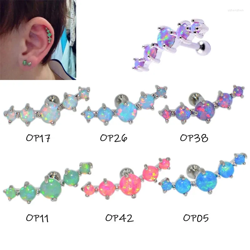 Stud Earrings Stainless Steel Ball Straight Rod Ear Bone Copper Grasping Opal Wavy Cartilage Body Piercing Jewelry