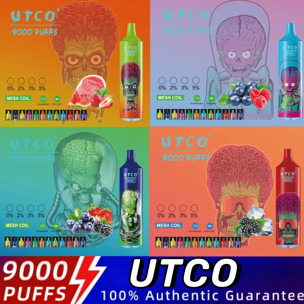 UTCO Puff 9000 jednorazowe Vape Vaper Uładowalne Puff 9k E-papierosy Vape Pojemność baterii 850 mAh lepsza niż Puff 12K Puff 12000 Puff 15000 Puff 15k