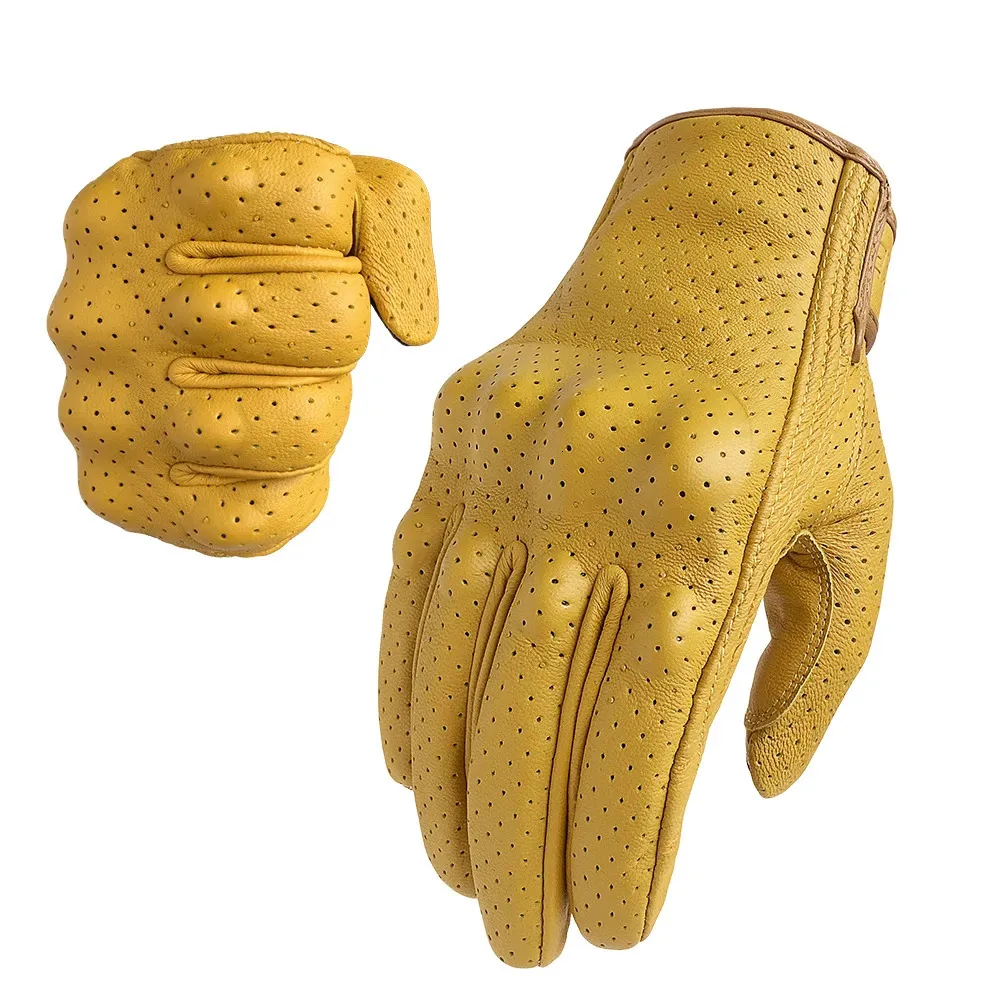 Luvas de motocicleta Couatha Touch Amarelo Racing Ciclismo para homens Genuínos de cabine de cabra Motor Motorbike Bike 231221