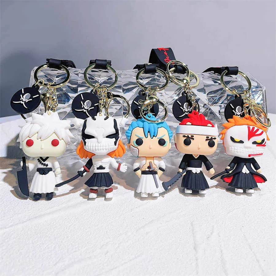 Karikatür Anime 3D PVC Keychain Ölüm Ağartı Ichigo Kurosaki Anime Karakter Tasarımı Kolye Araba Anahtarı