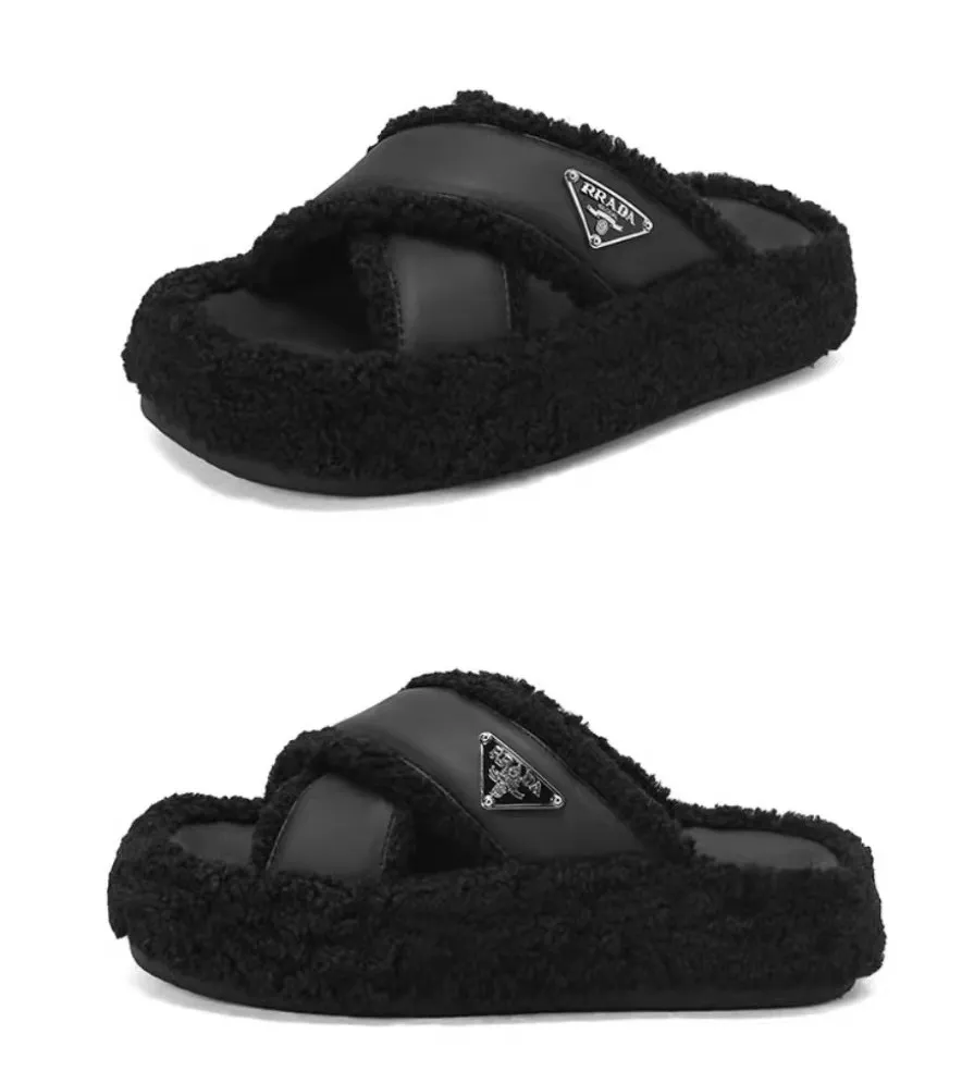 Dise ador Deslizamiento De Piel De Piel Sandalias Luxury Plush
