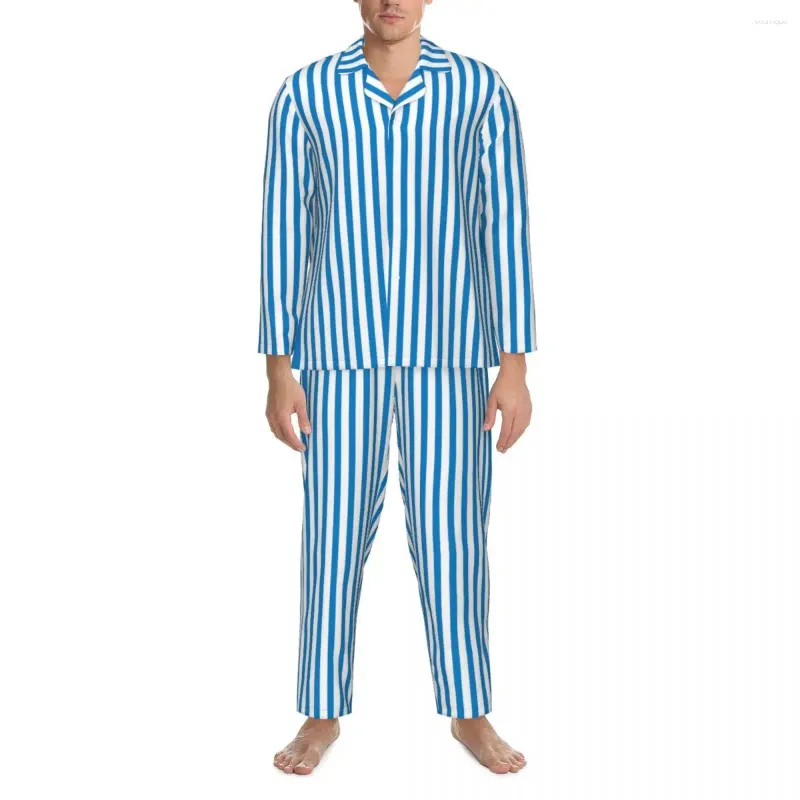 Herren Nachtwäsche vertikal gestreifte Pyjamas Set Herbst Bunte Streifen Romantische Nacht Frauen 2 Stück Vintage übergroße grafische Nachtwäsche