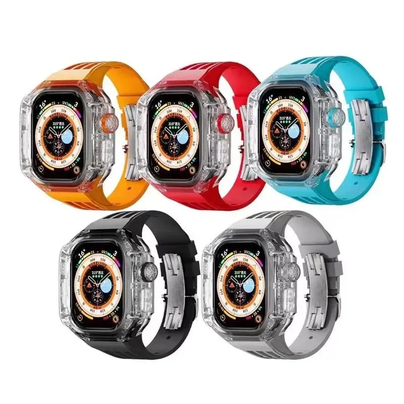 Cases AP Modification Kit Transparent Case for Apple Watch Ultra 49mm Fluororubber Band Strap
