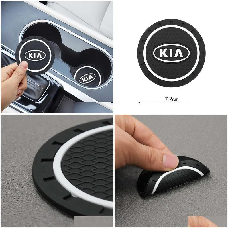 Auto Reinigungswerkzeuge 2pcs Wasserbecher Flaschenhalter Anti-Schlupf-Pad-Matte Kiesele für Kia Cerato Sportage R K2 K3 K5 Rio 3 4 Sorento Access DHVAN