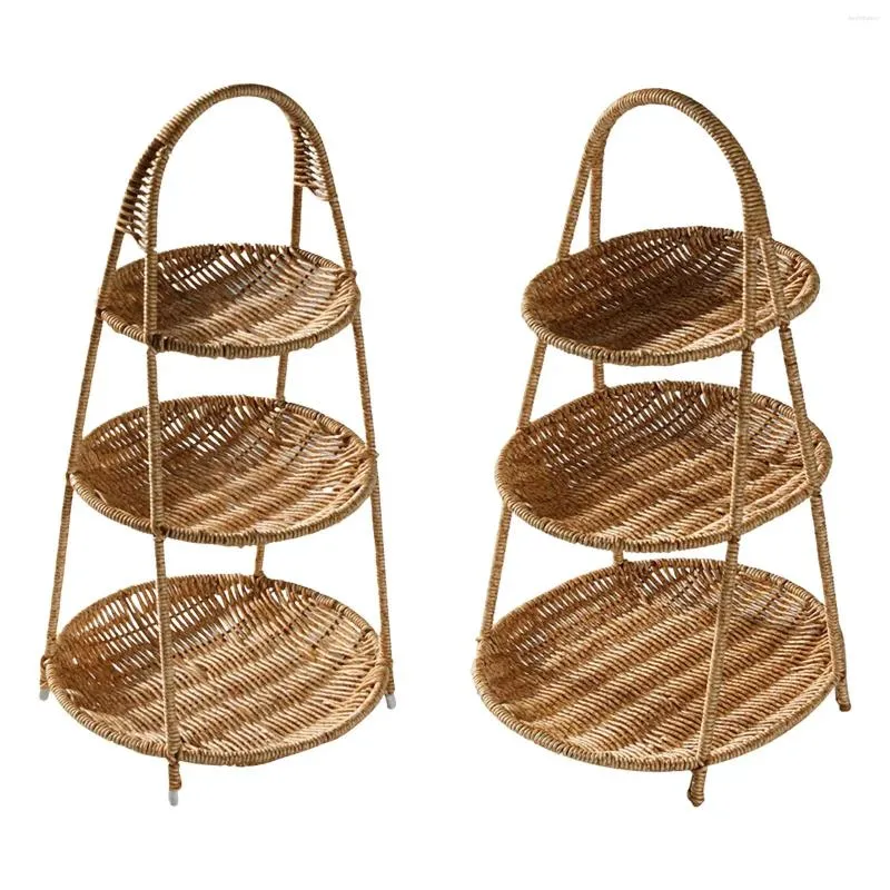 Kitchen Storage Weaving Basket Rack Organizer Cosmetic For Countertop