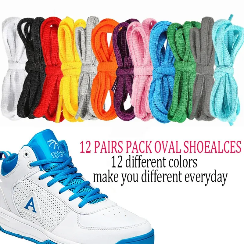 12PairPack Sneaker Shoestring 12 Colors No Elasticity 5mm Oval8mm Flat Shoelace Leisure Women Lacet Shoe Laces Accessories 231221