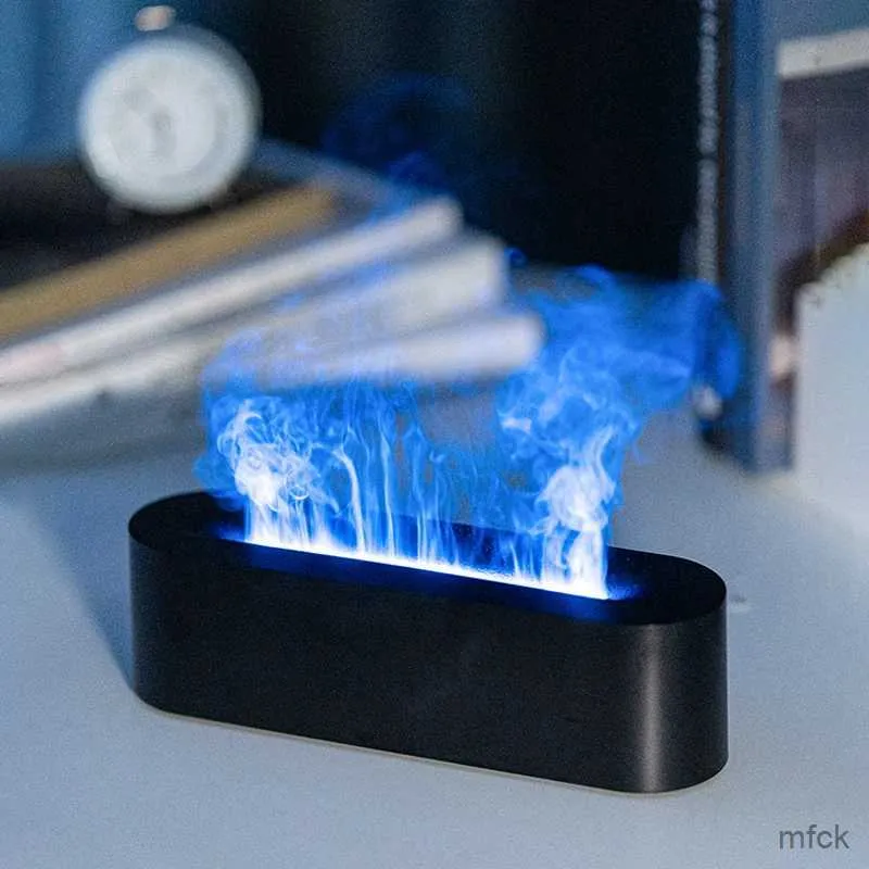 Umidificatori Innovativo diffusore di aromi simulato Ghiaccio Fuoco Fiamma fredda Diffusore di oli essenziali USB Nebbia Umidificatore d'aria Luce colorata per la casa