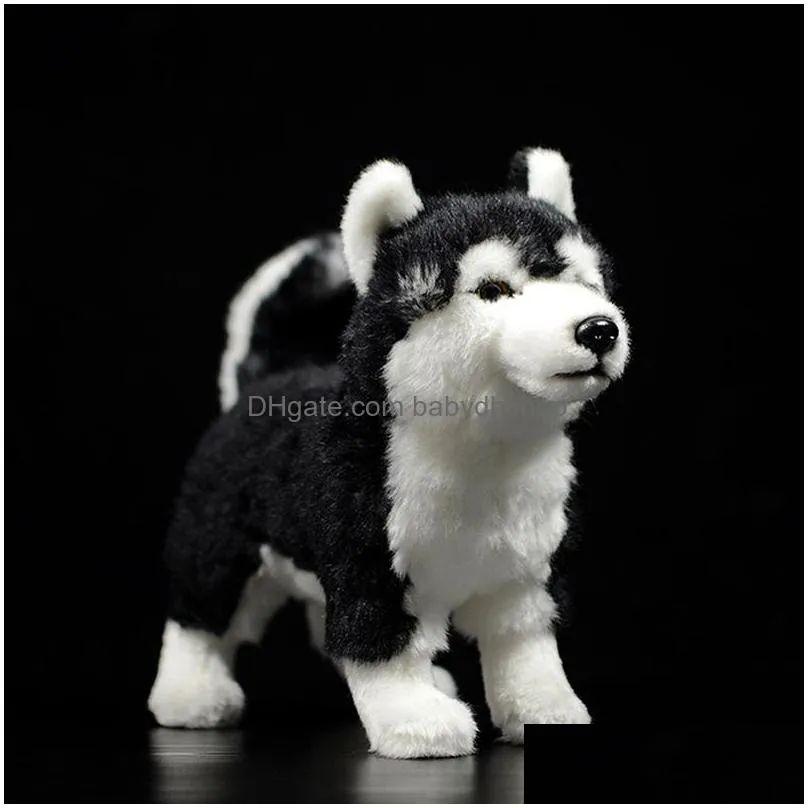 25cm siberian husky dog plush toy w/ brown/blue eyes lifelike alaskan malamute stuffed animal toys christmas gifts 201212