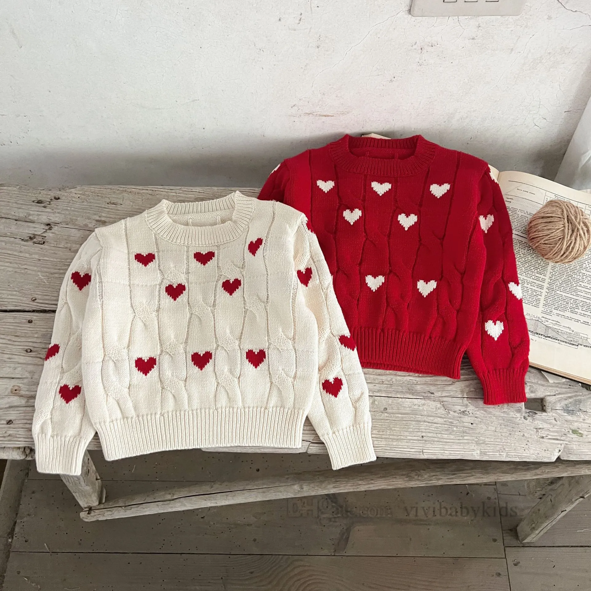 Valentijnsdag kinderen pullover jongensmeisjes love heart break trui tops 2024 lente kinderen all-matching casual jumper kleding z6228