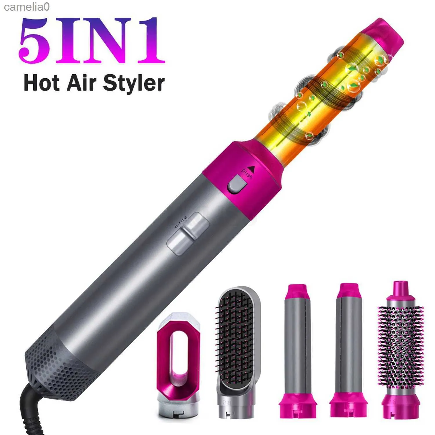 Haarburlerglätter 5 in 1 Haarblockler Heißer Kamm -Set Professionelles Curling Iron Hair Glattstyling -Styling -Werkzeug für Haartrockner Haushalte231222