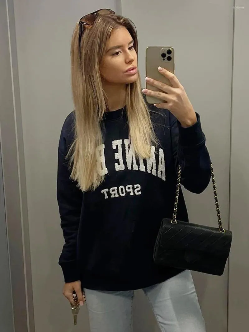 Dames Hoodies Brief Geborduurde Dames Sweatshirts Losse Mode Truien Tops 2023 Lente Herfst Vrouwelijke Vintage Sweatshirt Oversized