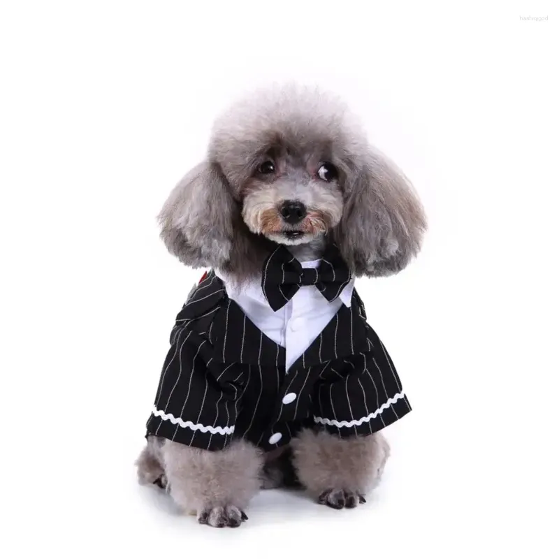 Costume de costume à rayures élégant pour chien avec des chemises de cosplay à nœud papillon habit les vêtements pour le mariage halloween anniversaire fête