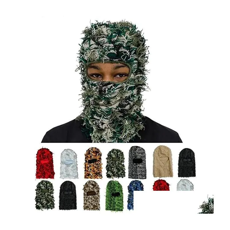 Chapeaux de fête clava camouflage tricot chapeaux tendance masques de ski proof hiver premium une taille yeat shiesty mort masque de bonnet de bonnet