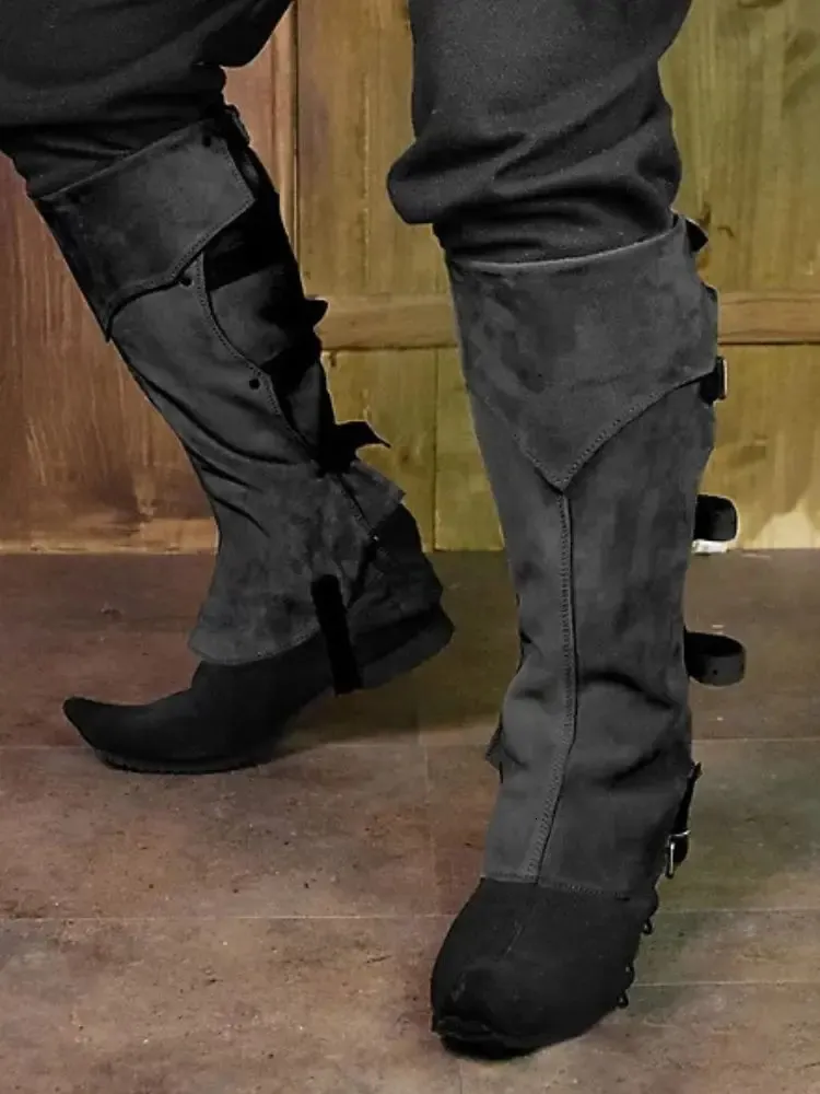 DHgate Medieval Gothic Punk Pirate Boots Covers Faux Suedes Renaissance Steampunk Over The Shoe Black Accessories for Men Women Shoes Accessories