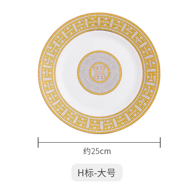 Creative Golden Mosaic Ceramic Disk Hotel Western Dishes Exempel Room Home Dishes Platta europeiska bordsartiklar