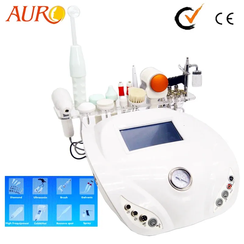 8 in 1 Cautery Ultrasonic Vaccum Spray Galvanic Machine Massager Beauty Equipment with Diamond Microdermabrasion 231221