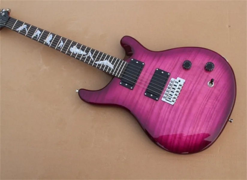 Högkvalitativ tiger flamma lönn Paul Reed SMIT Custom 24 Frets Purple Electric Guitar Mahogny Body Rosewood Fingerboard