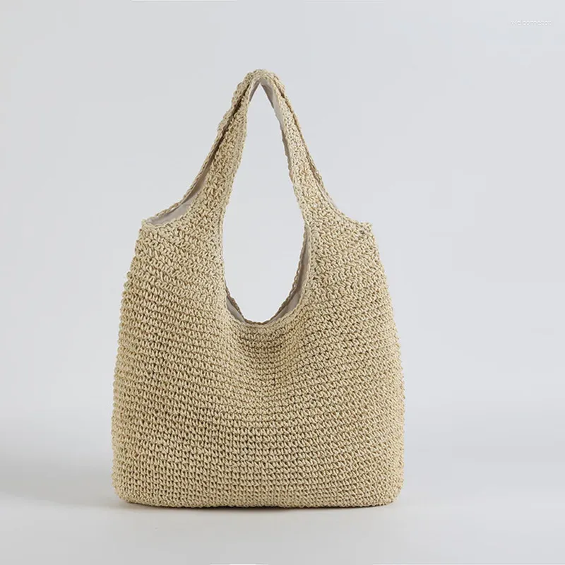 Bolsas de noite Moda Mulheres Manfos de ombro Tecido Feminino Bolsas de grande capacidade Praia de palha de praia de verão Bolsas de sacola casual