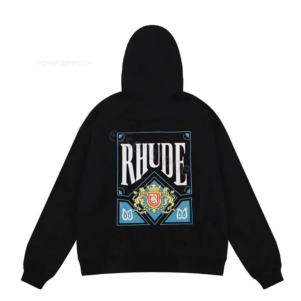 H3CP Nuevo hombre Rhude Hoodies Mujeres Diseñador Rhude Capeyed Fashion Letras populares Páramo Páramo Invierno Sociedades blancas negras