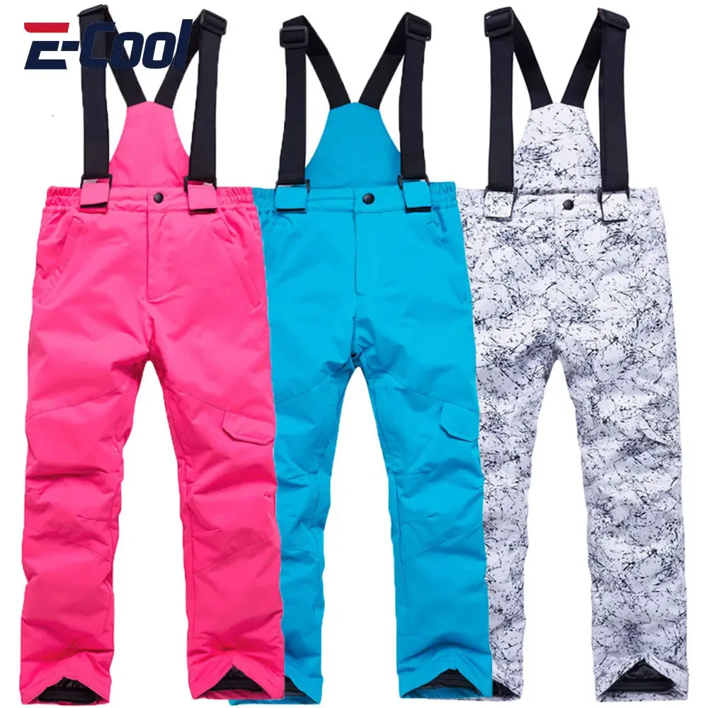 Pantaloni da sci ragazzi ragazze addensano neve calde bambini sportivi da esterno snowboard per cinturini traspiranti bambini inverno impermeabile 231221 231221