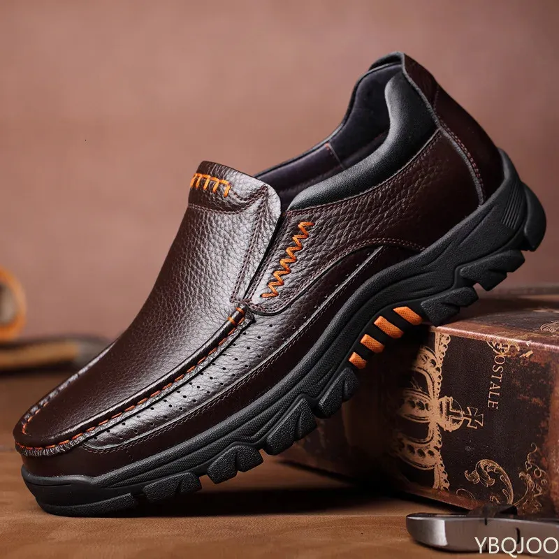 Genuine Leather Shoes Men Loafers Soft Cow Casual Male Footwear Black Brown Slipon 231221