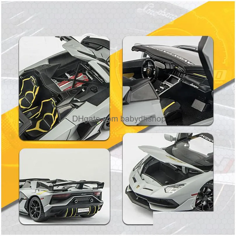 diecast model 1 24 lamborghinis aventador svj63 alloy model car toy diecasts metal casting sound and light car toys for children vehicle