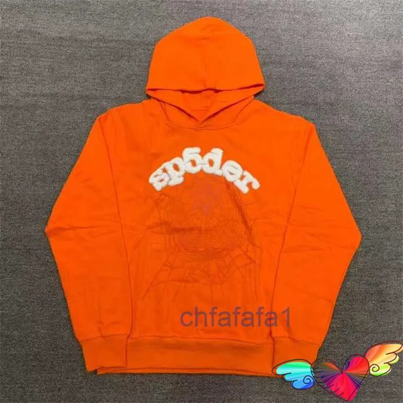 Felpa con cappuccio maschile 2023 Orange Red Young Thug Spider Hoodie Uomini Donne 1 White SP5der Web 555555 Pallover con cappuccio VD9B Zl6y